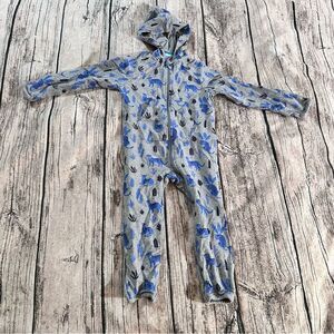 Coolibar Kids UPF 50 Hooded One Piece in Blue and Gray Unisex Size 6-12